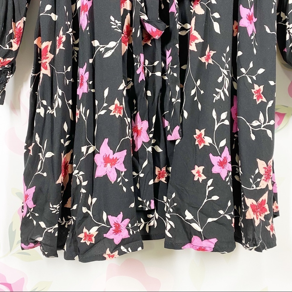NEW Free People Lighten Up Floral Black Combo Mini Dress XS - Picture 7 of 16